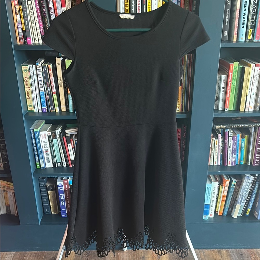 Black Lace Trim Mini Dress